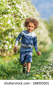 Cute African American Little Boy Playing Outdoor - Black People