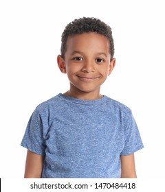 Cute African-American Boy On White Background