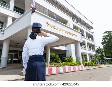 Cute Air Force Nurse Salute The College(selective Focus)