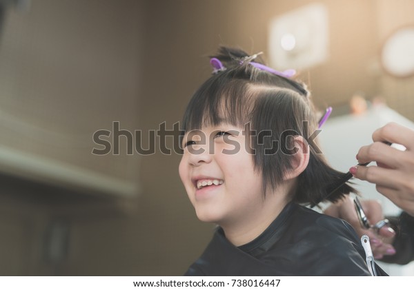 Cute Asian Boy Getting Haircut Hairdresser Stock Photo Edit Now