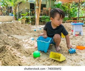 Cute Asian Boy Plays Sand On Stock Photo 740030692 | Shutterstock