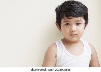 Cute Asian Child Little Thai Boy 4 Year Old Smile Make A Happy Face Concept.                                                              