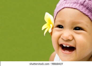 Cute Asian Ethnic Toddler Girl Laughing