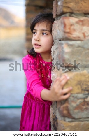 Similar – Image, Stock Photo Adorable little girl combed with pigtails
