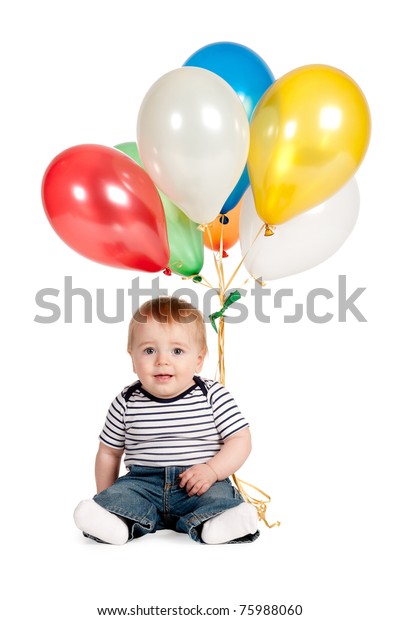 Cute Baby Balloons Isolated On White Stock Photo (Edit Now) 75988060