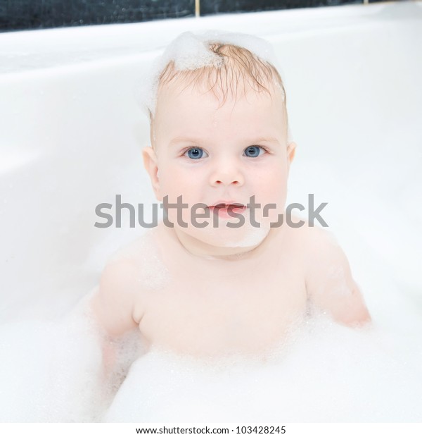 Cute Baby Boy Blond Hair Blue Stock Photo Edit Now 103428245