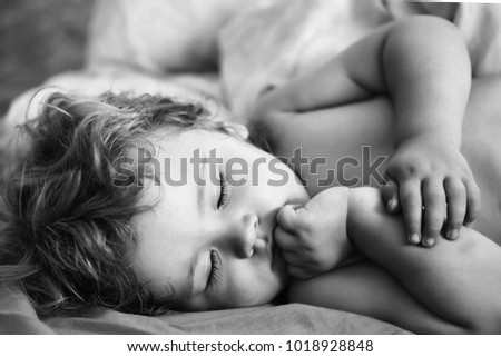 Similar – kid girl relaxing at home in weekend morning