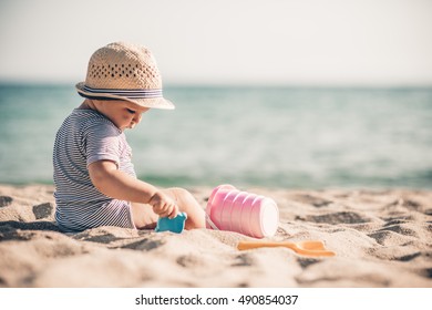 Baby Boy Playing On Beach Stock Image Image 6252141