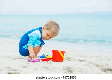 Baby Boy Playing On Beach Stock Image Image 6252141