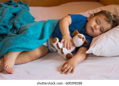 Cute Baby Boy Sleeping On Bed Stock Photo 600398288 | Shutterstock