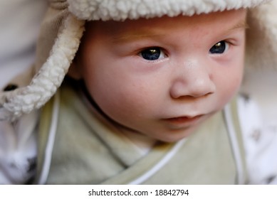 Cute Baby Boy In Winter Hat