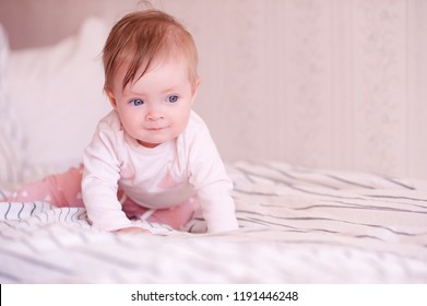 Cute Baby Crawling Bed Wearing Pajamas Stock Photo 1191446248 ...