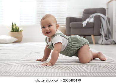 Cute baby crawling on floor at home - Powered by Shutterstock