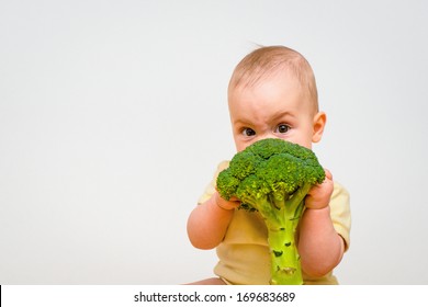 Cute Baby Eating Broccoli - Impact On Eyes