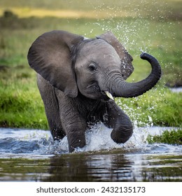 Cute Baby Elephant Playing In The Water 🌊