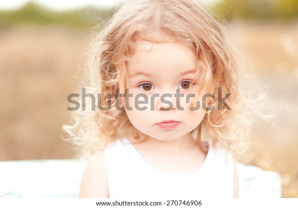 Cute Baby Girl Blonde Curly Hair Stock Photo Edit Now 270746906