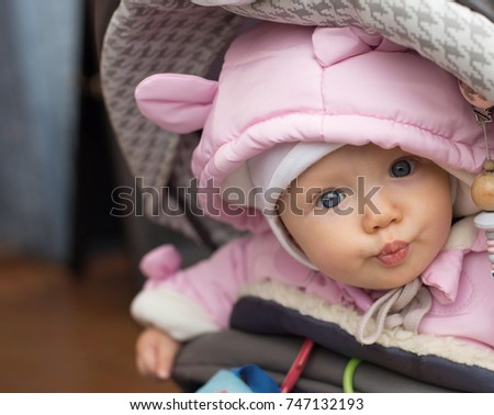 Cute Baby Girl Baby Buggy Making Stock Photo Edit Now 747132193