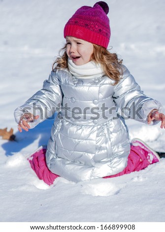 Cute Baby Girl Enjoying First Snow Stock Photo Edit Now 166899908