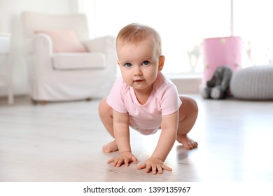 Cute Baby Girl On Floor Room Stock Photo 1399135967 | Shutterstock