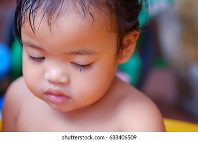 Cute Baby Girl Sour Face Playing Stock Photo 688406509 | Shutterstock