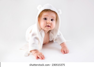 Cute Baby Girl Wearing Dressing Gown