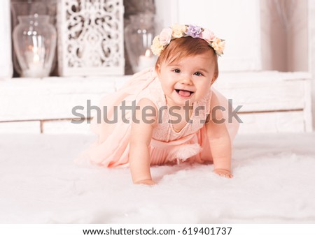 Cute Baby Girl Wearing Trendy Dress Stock Photo Edit Now 619401737