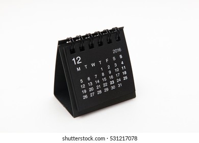 Cute Black Calendar Of 2016, Page Of December 2016 On White Backgrounds