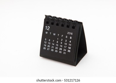 Cute Black Calendar Of 2016, Page Of December 2016 On White Backgrounds