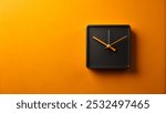 Cute black clock on orange background for your presentation or walpaper desktop