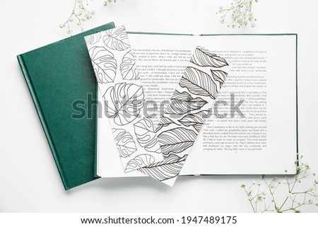 Cute bookmarks with books on white background