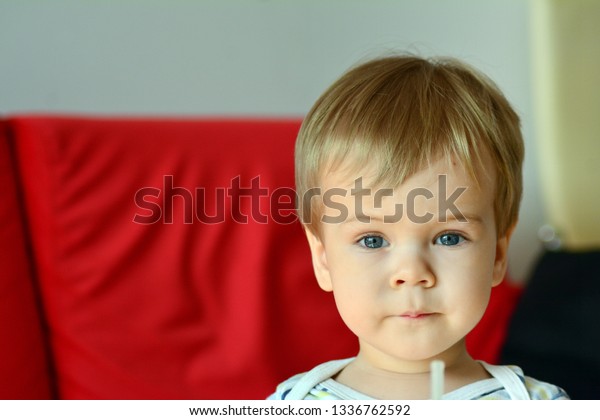 Cute Boy Blond Hair Blue Eyes Stock Photo Edit Now 1336762592