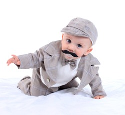 Cute Boy Dressed As Sherlock Holmes With A Mustache
