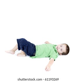 Cute Boy Laying Down In Studio