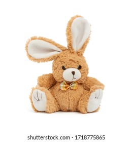cute brown bunny on a white background, children toy
