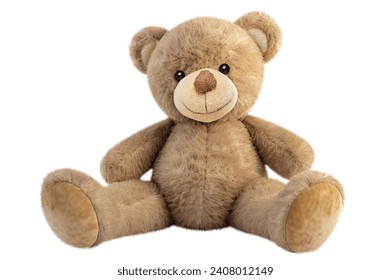 Cute brown teddy bear on white background