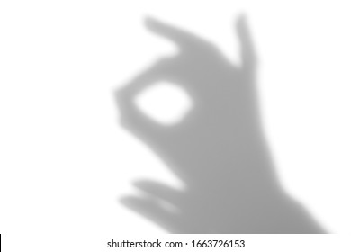 Cute Bunny Rabbit Hand Shadow Puppet Isolated On White Background. Easter Symbol. Family Game Theatre. Gray Shadow Overlay