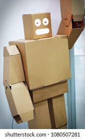 Cute Cardboard Robot Isolated