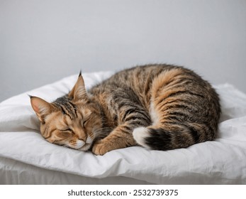 cute cat sleeping in studio and white background - Powered by Shutterstock