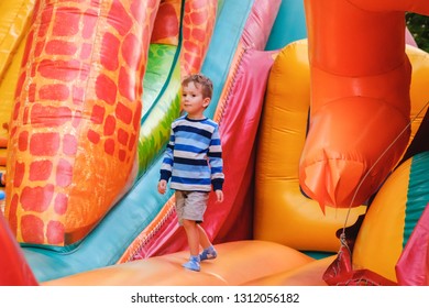 Cute caucasian boy is playing fun on the playground - Shutterstock ID 1312056182