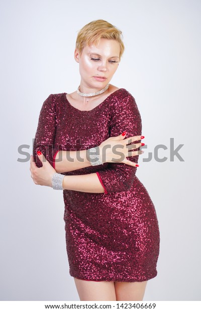 Cute Caucasian Curvy Girl Short Blonde Stock Image Download Now