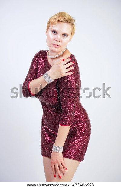 Cute Caucasian Curvy Girl Short Blonde Stock Photo Edit Now