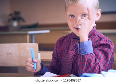 Cute Caucasian Doing Homework Coloring Pages Stock Photo 1198409587