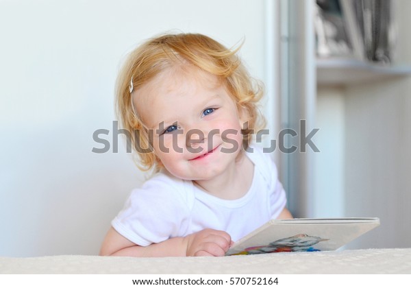 Cute Caucasian Young Girl Curly Blonde Stock Photo Edit Now
