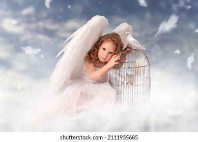 Cute Charming Girl Angel Costume Huge Stock Photo 2111935685 | Shutterstock