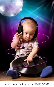 Cute Child Baby Dj In Disco