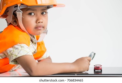 Cute child engineer