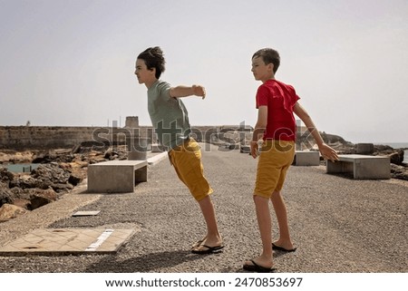 Similar – Foto Bild Seniorsportlerin und kleines Mädchen High Five