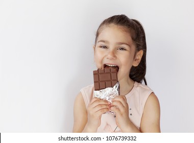 Cute Child Girl Eating Chocolate Pretty Stock Photo 1076739332 ...