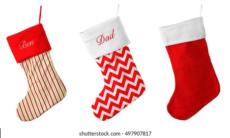 Cute Christmas Stocking Isolated On White