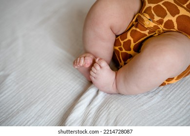 Cute Chubby Baby Legs On A White Sheet